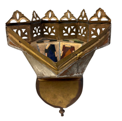Brass Wall Sconce with Multi-Color Glass