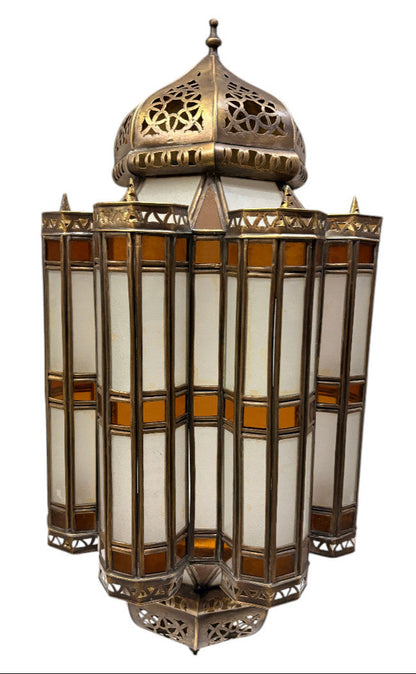 Domed Lantern Sconce with Stained Glass
