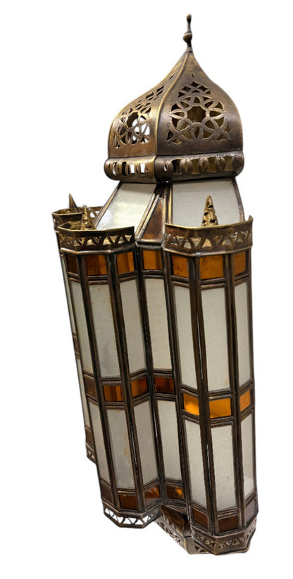 Domed Lantern Sconce with Stained Glass