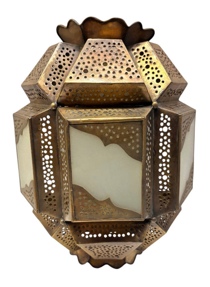 Brass Wall Sconce with White Glass