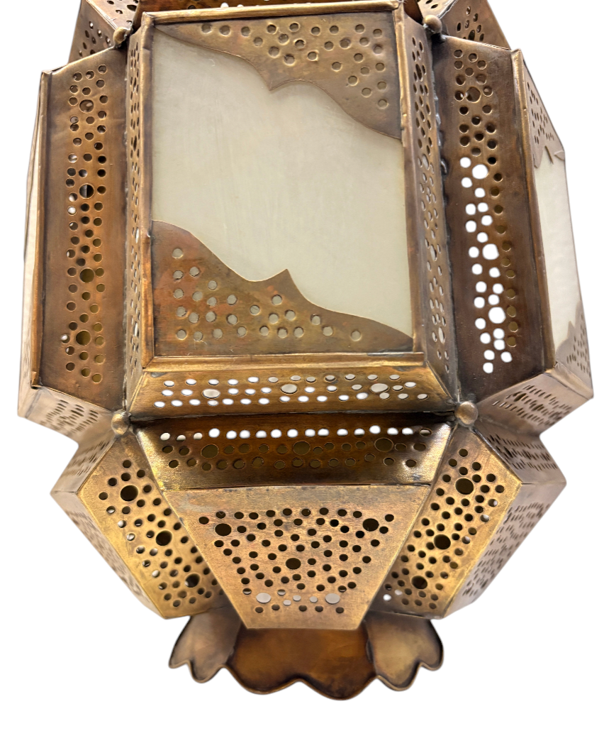 Brass Wall Sconce with White Glass