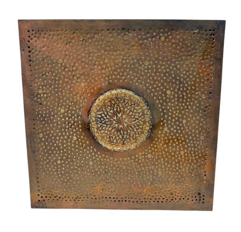 Square Brass Wall Sconce with Frosted Glass