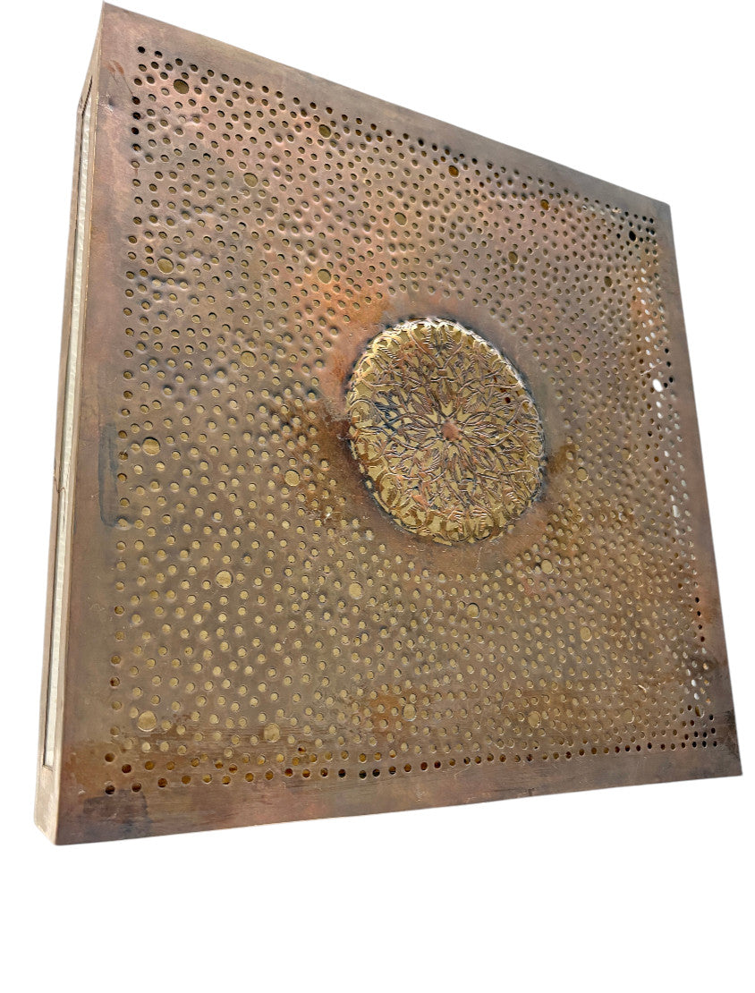 Square Brass Wall Sconce with Frosted Glass