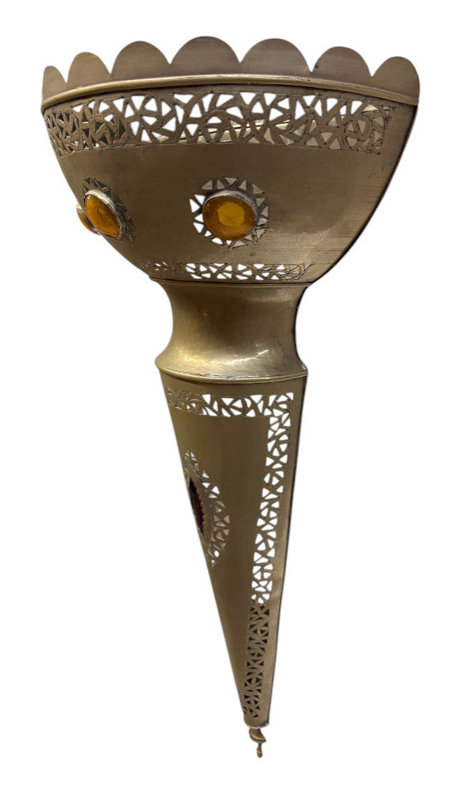 Tall Brass and Silver Wall Sconce