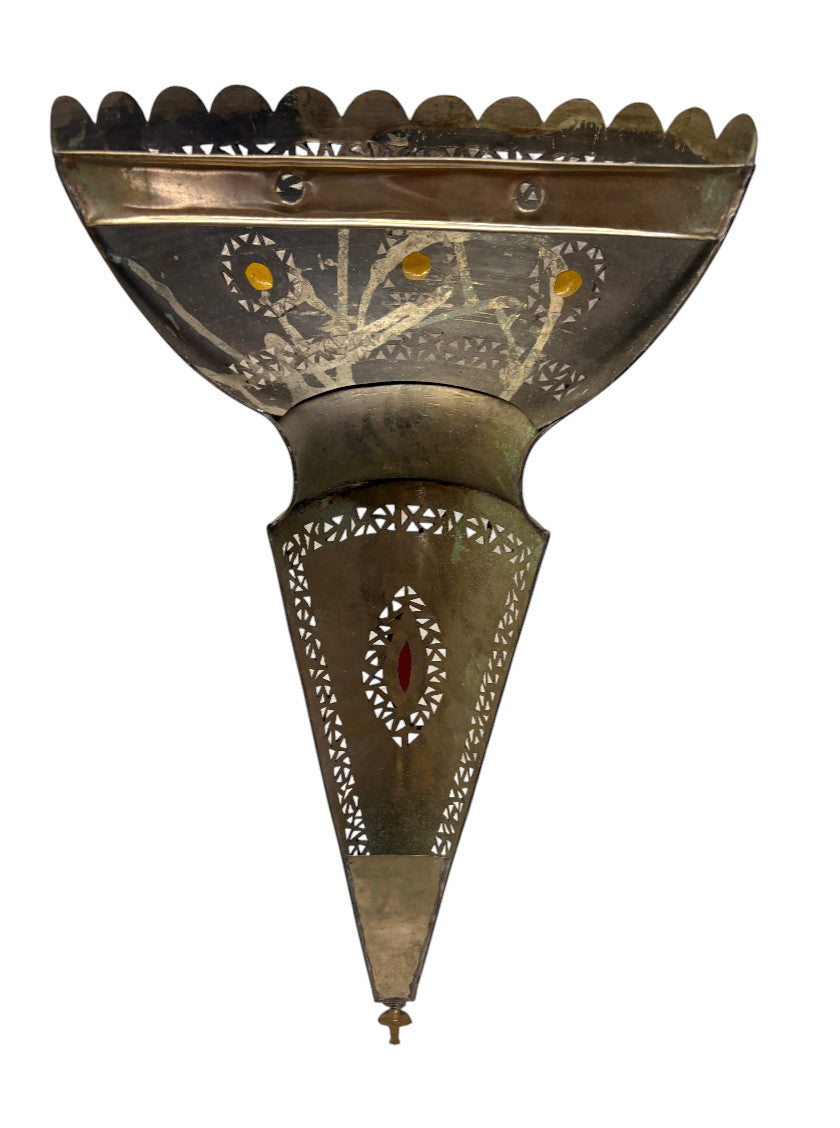 Tall Brass and Silver Wall Sconce