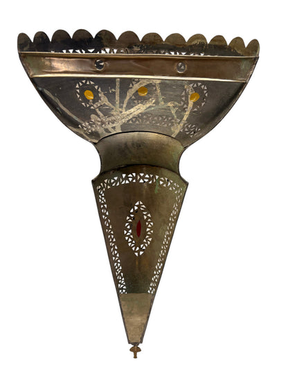 Tall Brass and Silver Wall Sconce