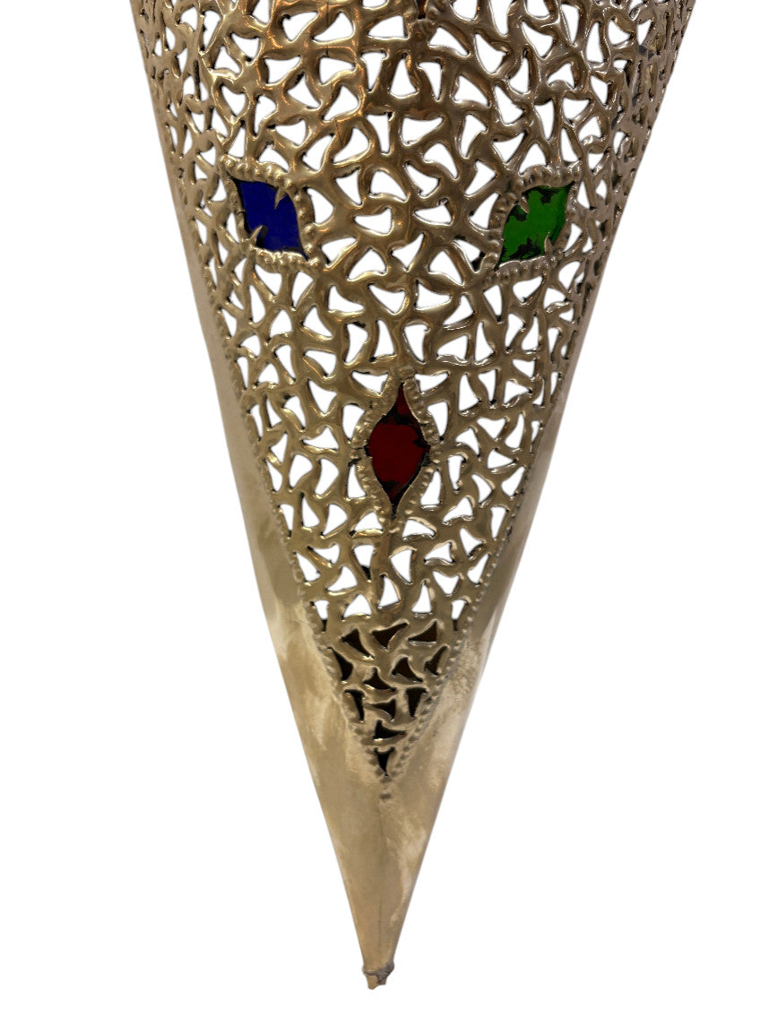 Cone Shaped Silver Wall Sconce with Glass Eyelets
