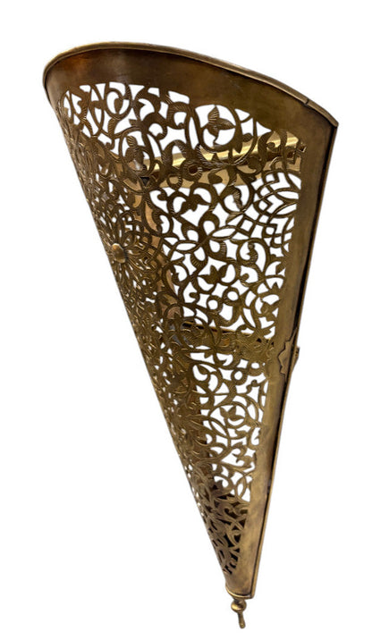Tall Pierced Brass Cone Sconce