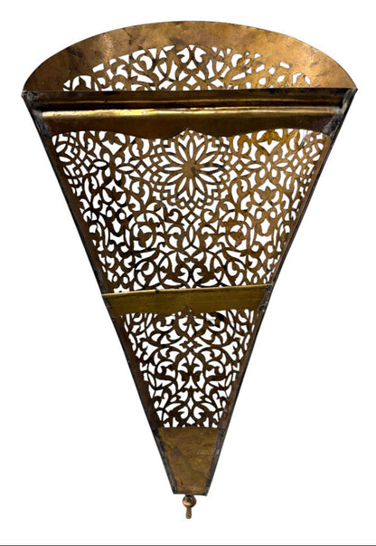 Tall Pierced Brass Cone Sconce