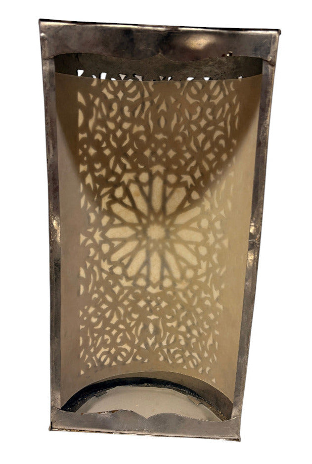 Silver-Tone Brass Pierced Cylinder Sconce