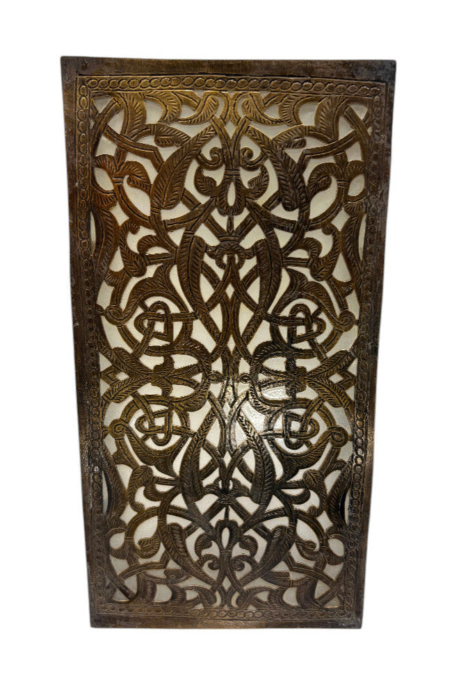 Brass Wall Sconce with White Glass