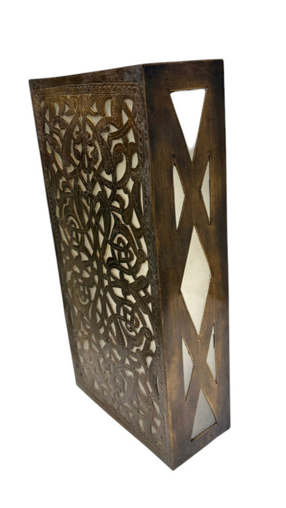 Brass Wall Sconce with White Glass