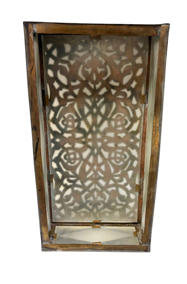Brass Wall Sconce with White Glass