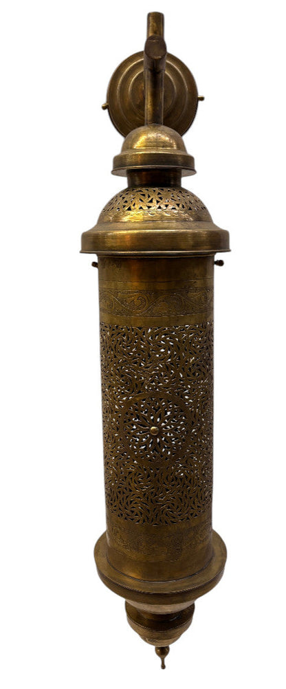 Tall Cylinder Shaped Brass Wall Sconce