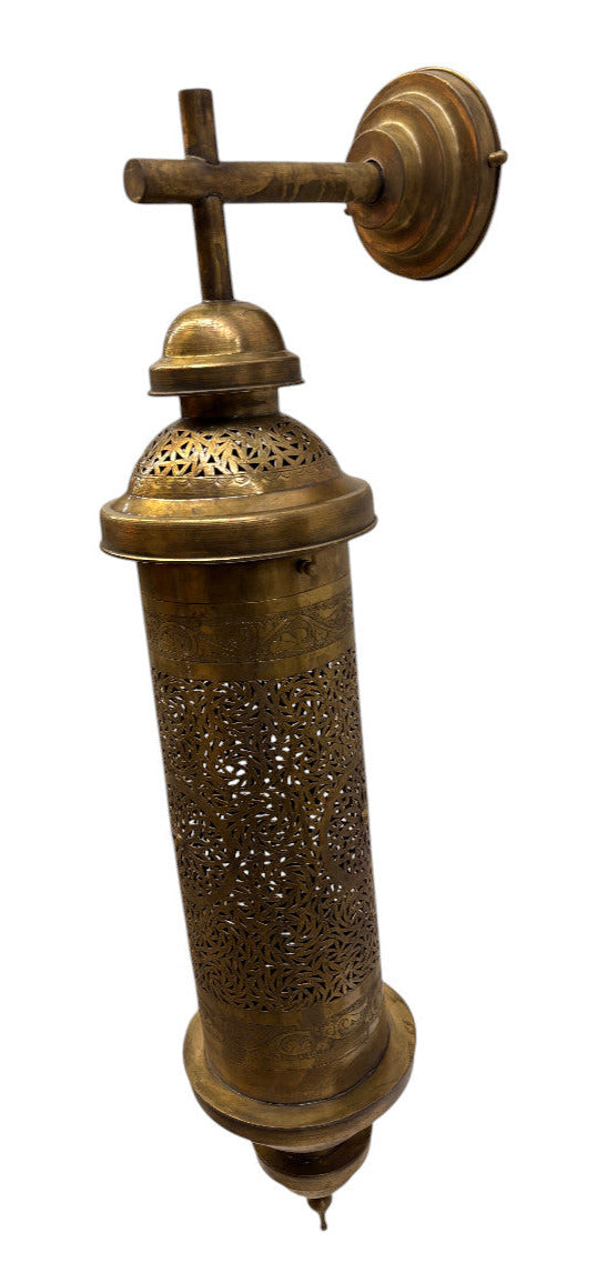 Tall Cylinder Shaped Brass Wall Sconce