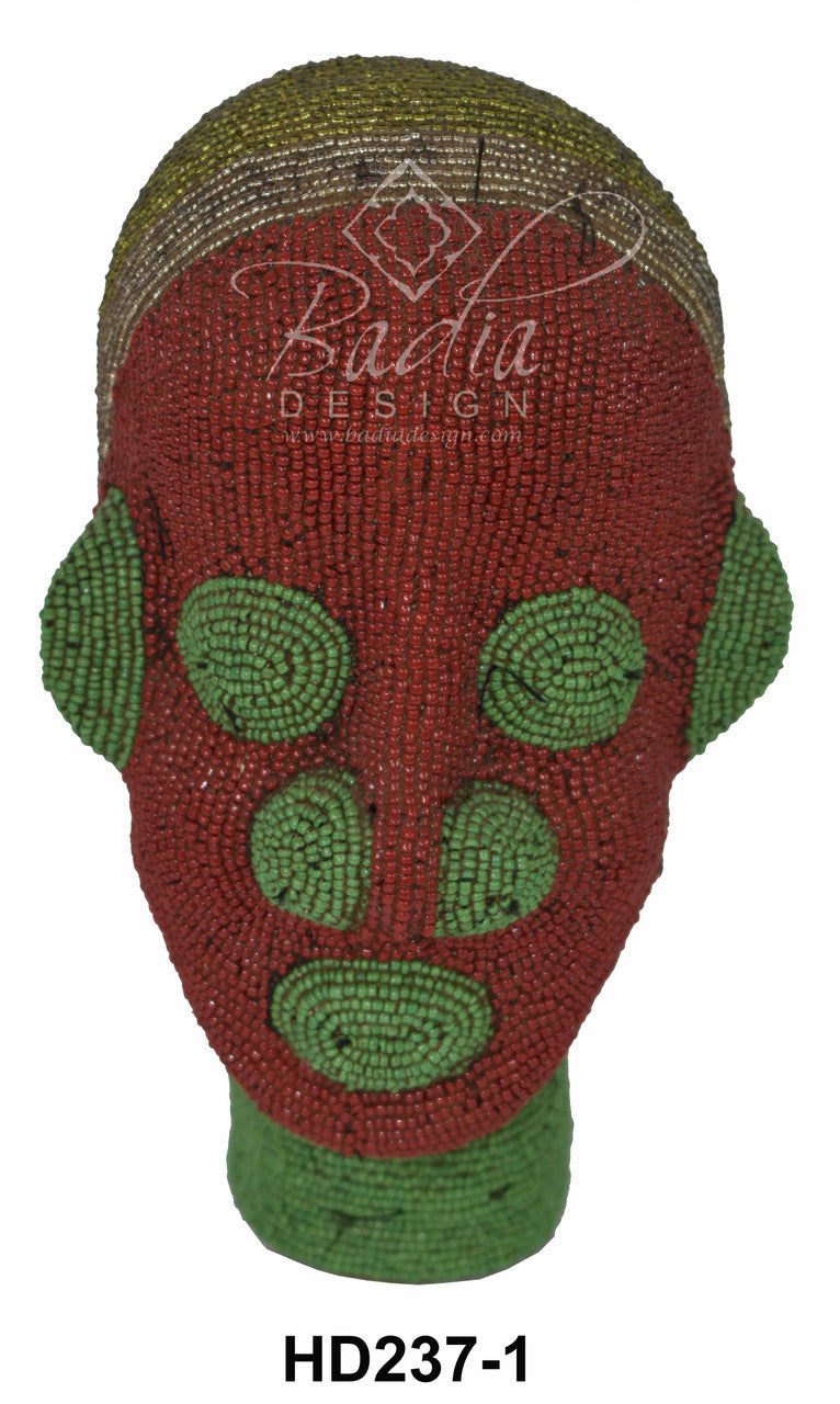 Vivid Color African Handmade Beaded Head Sculptures