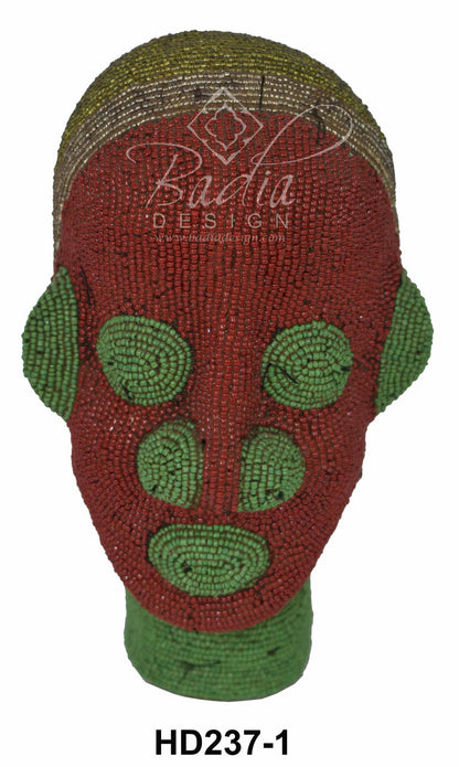 Vivid Color African Handmade Beaded Head Sculptures