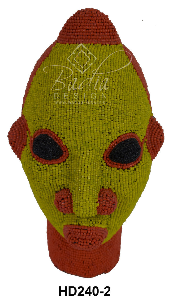 Yellow and orange Handmade African Beaded Head Sculptures