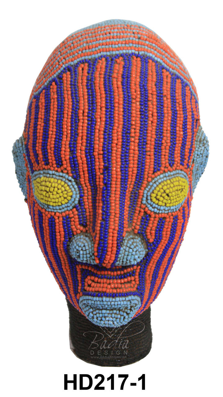 Handmade African Beaded Head Sculptures