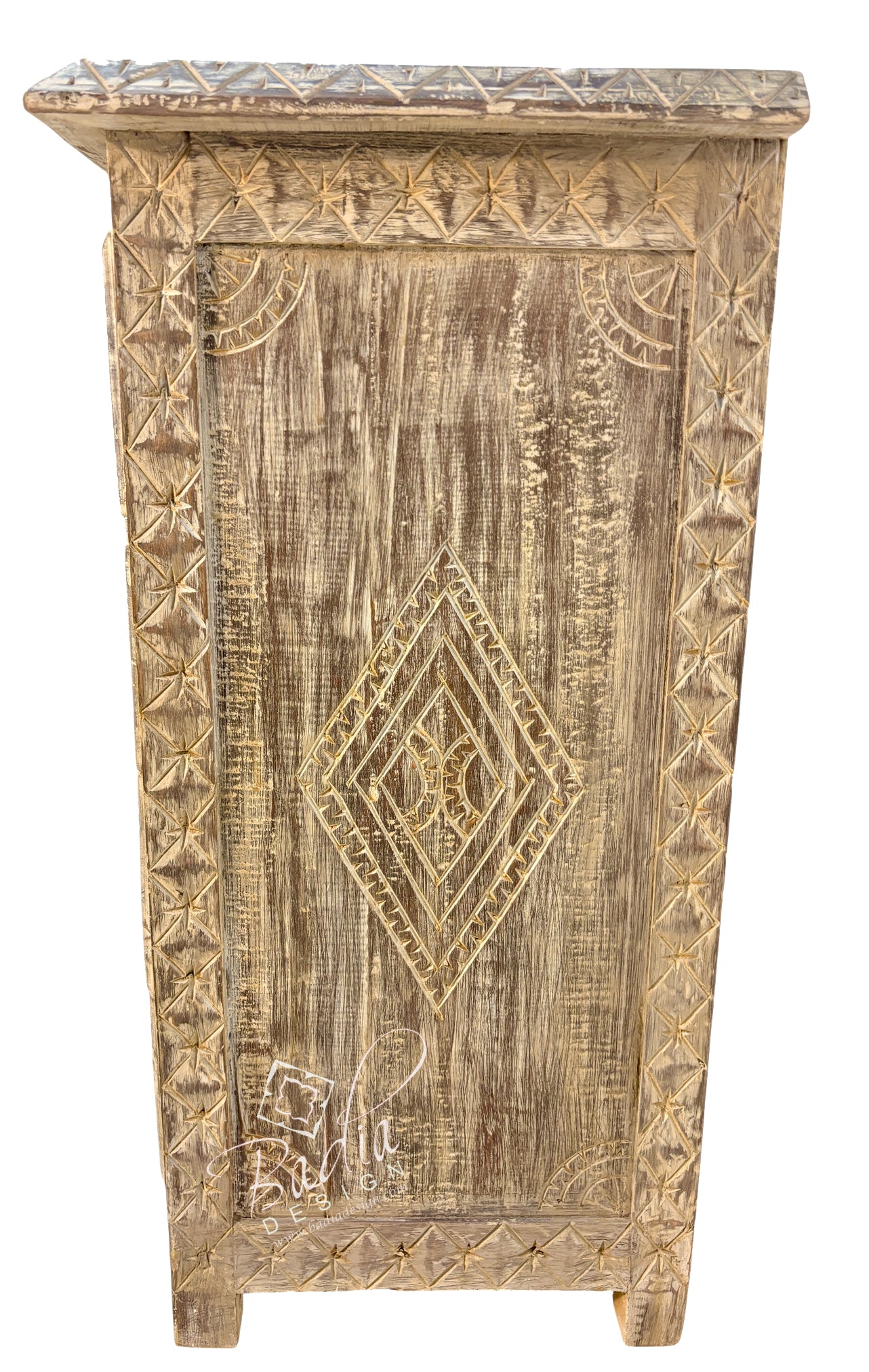 Aged Hand-Carved Four-Drawer Dresser