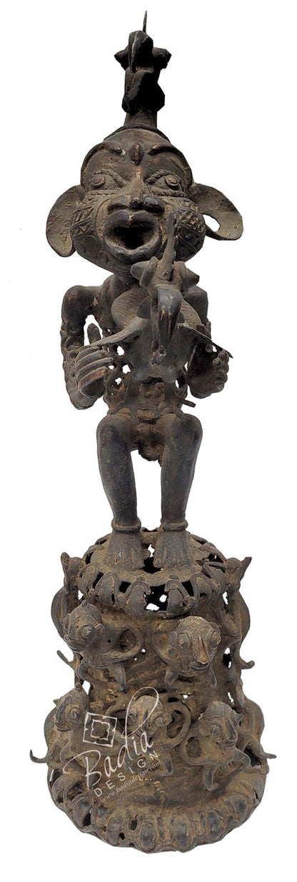 Antique Hand Forged Bronze Cameroon Sculpture