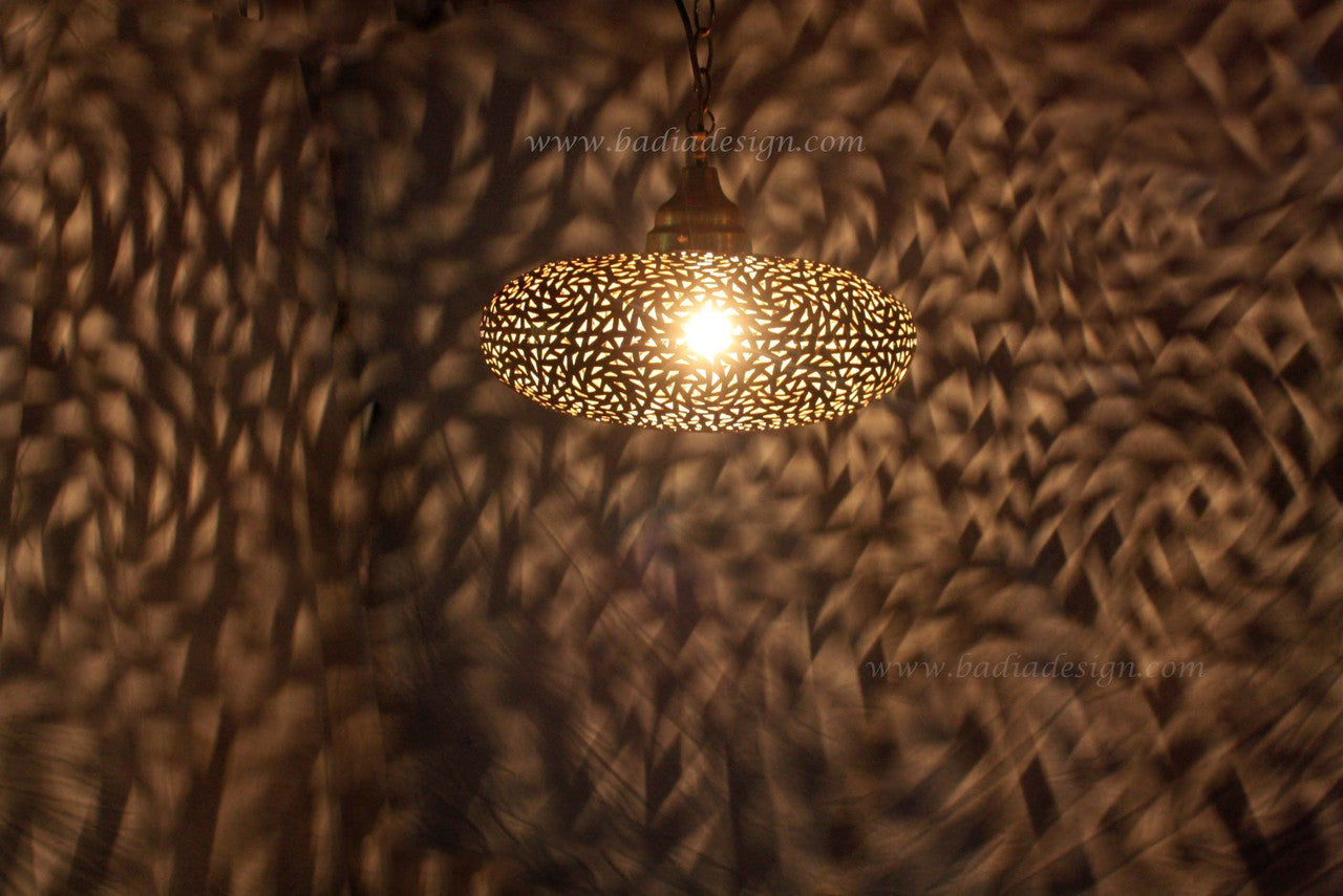 Small Hand Punched Hanging Brass Lantern