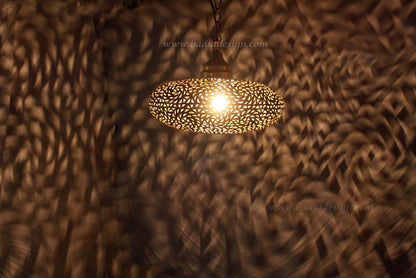 Small Hand Punched Hanging Brass Lantern