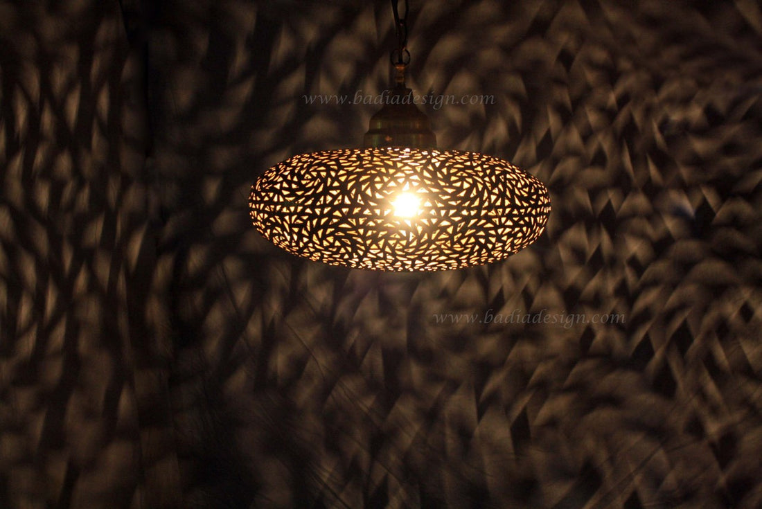 Small Hand Punched Hanging Brass Lantern