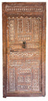 Traditional Moroccan Wooden Door with Detailed Hand Carved Motifs
