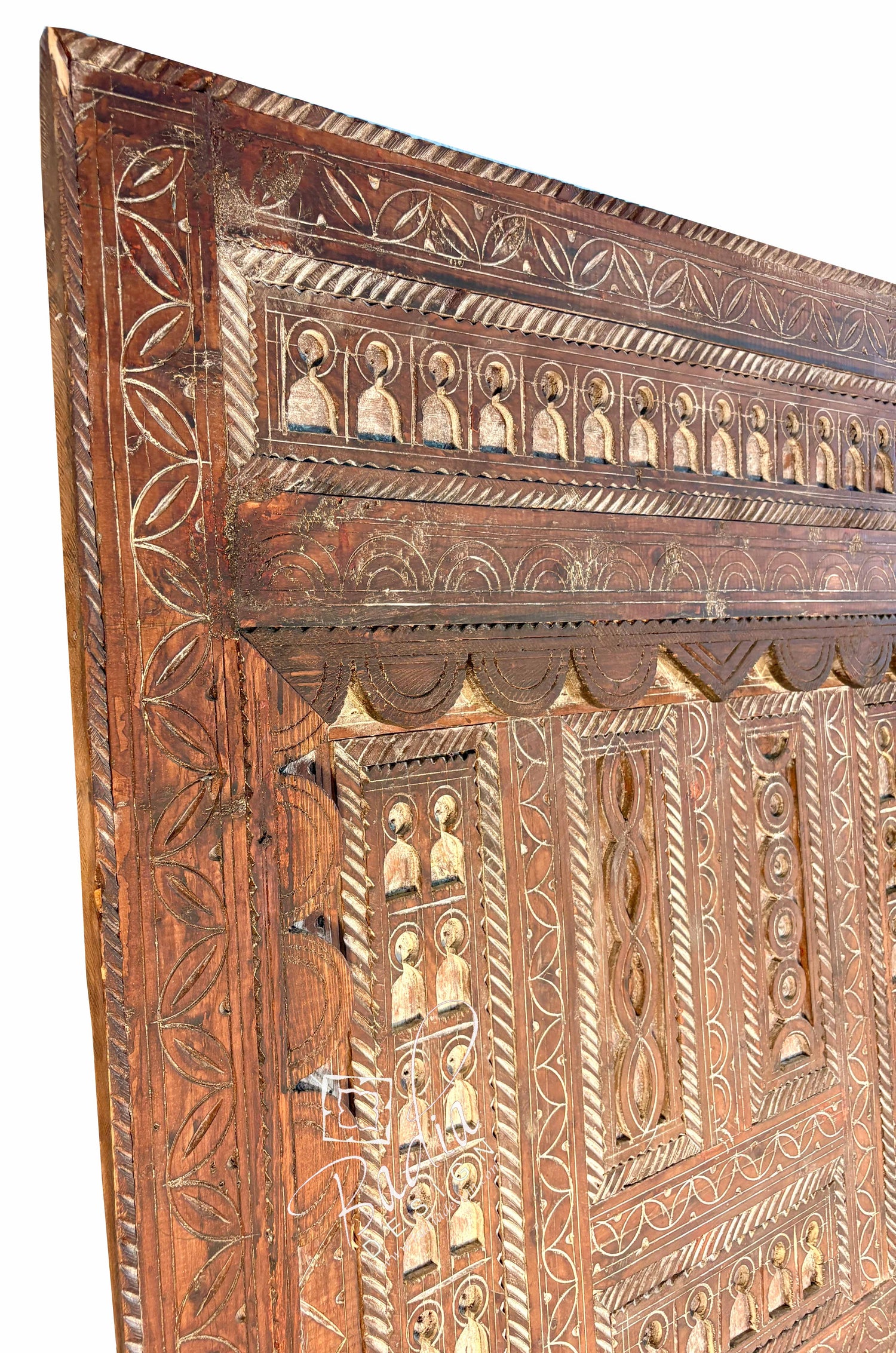 Traditional Wooden Door with Detailed Hand Carved Motifs