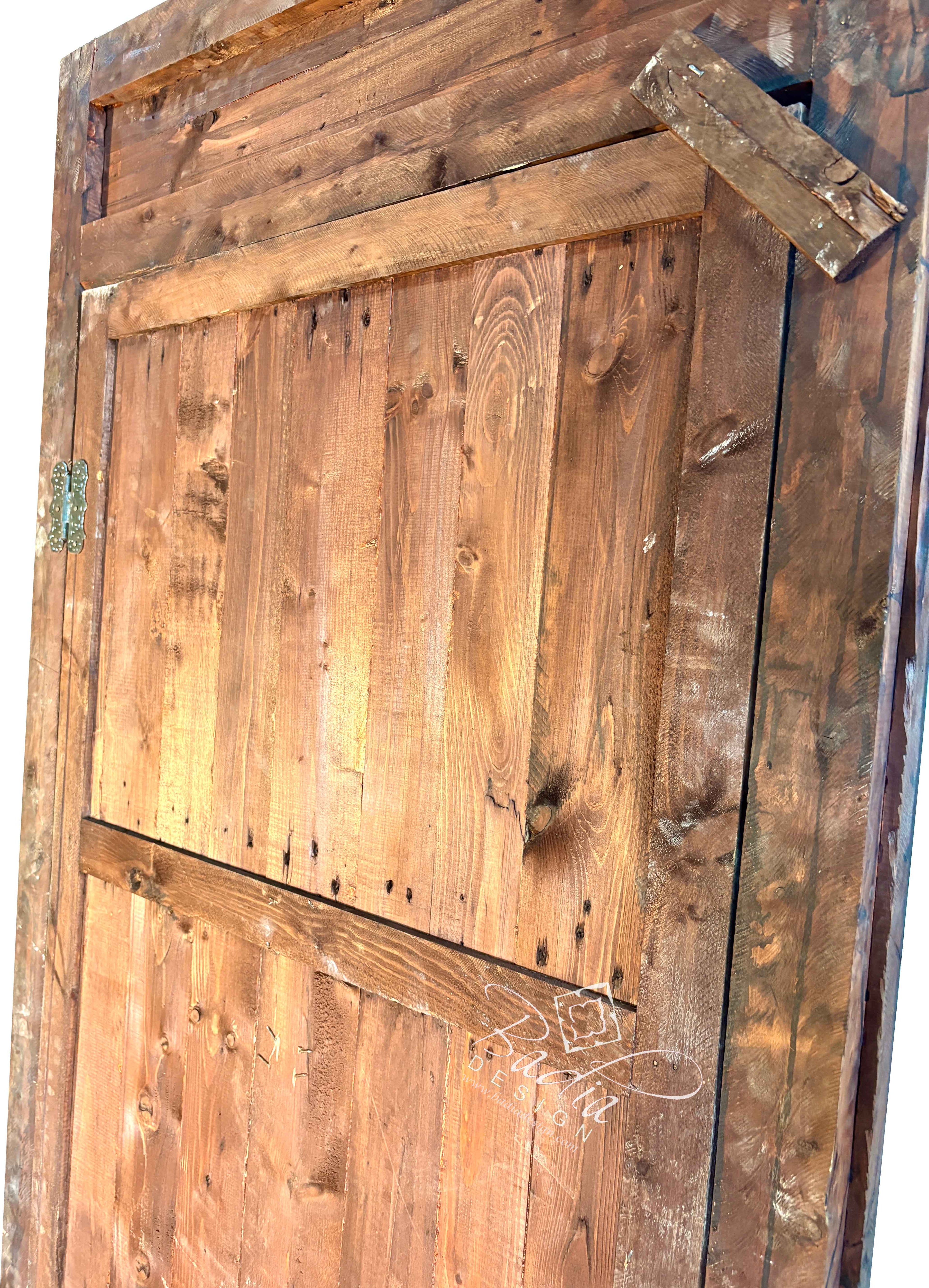 Traditional Wooden Door with Detailed Hand Carved Motifs