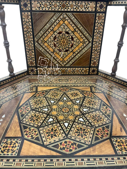 Moroccan Mother of Pearl Hand-Carved Inlay Chair