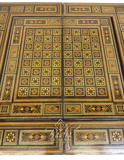 Inlaid Syrian Design Backgammon Chess Board Game Table