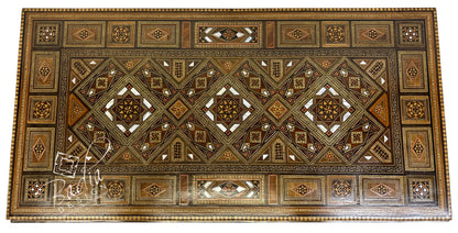 Inlaid Syrian Design Backgammon Chess Board Game Table