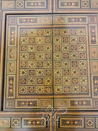 Inlaid Syrian Design Backgammon Board Game Table