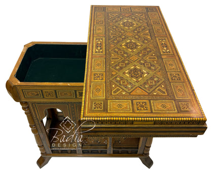 Inlaid Syrian Design Backgammon Board Game Table