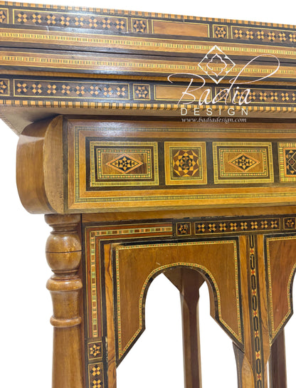 Inlaid Syrian Design Backgammon Board Game Table