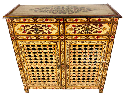 Beige Moroccan hand painted cabinet.