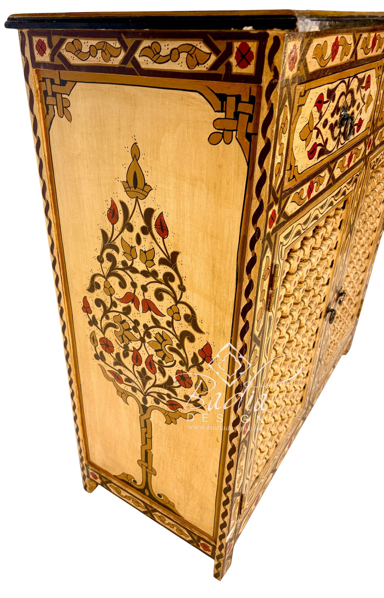 Hand-Painted Cabinet with Moucharabieh Doors