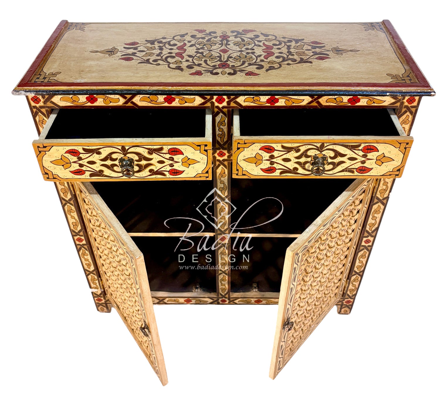 Hand-Painted Cabinet with Moucharabieh Doors
