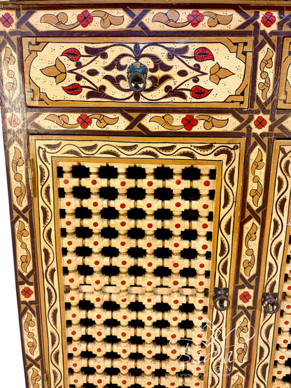 Hand-Painted Cabinet with Moucharabieh Doors