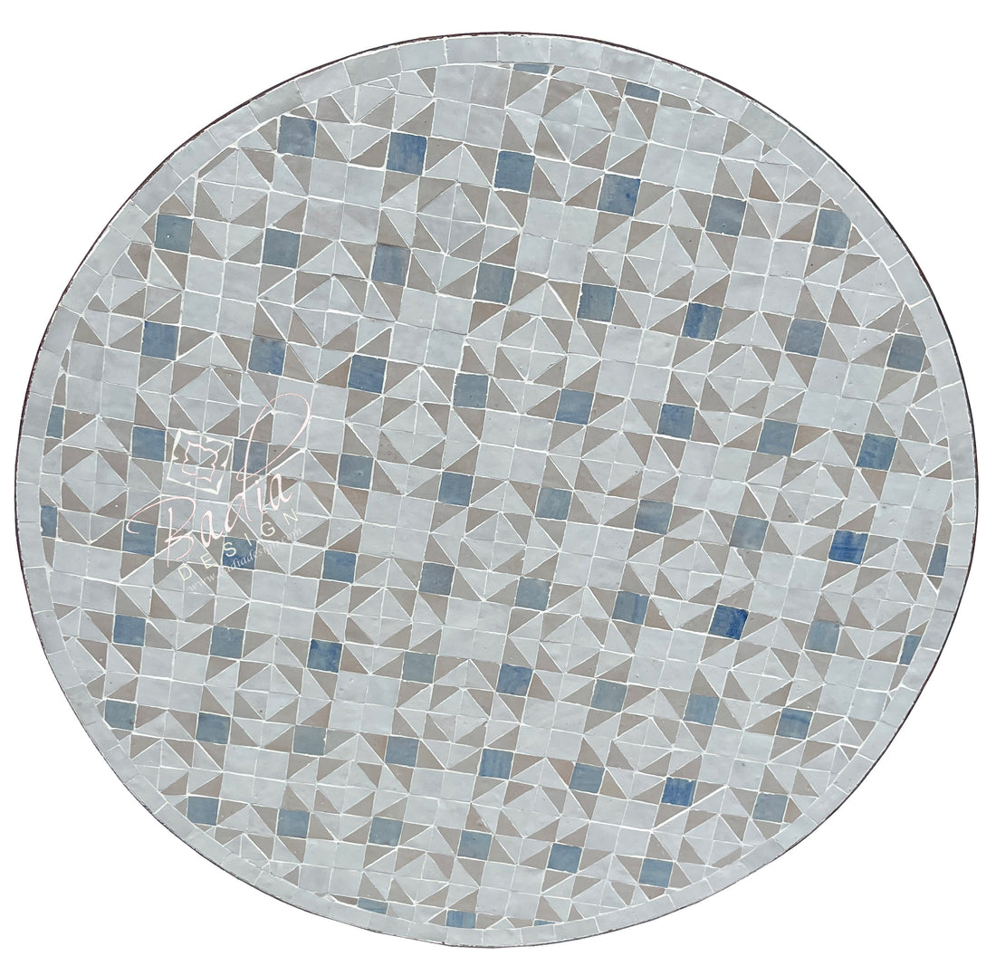 Round Multi-Color Moroccan Intricately Designed Mosaic Tile Table Top