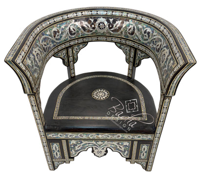 Intricately Designed White Mother of Pearl Inlay Chair