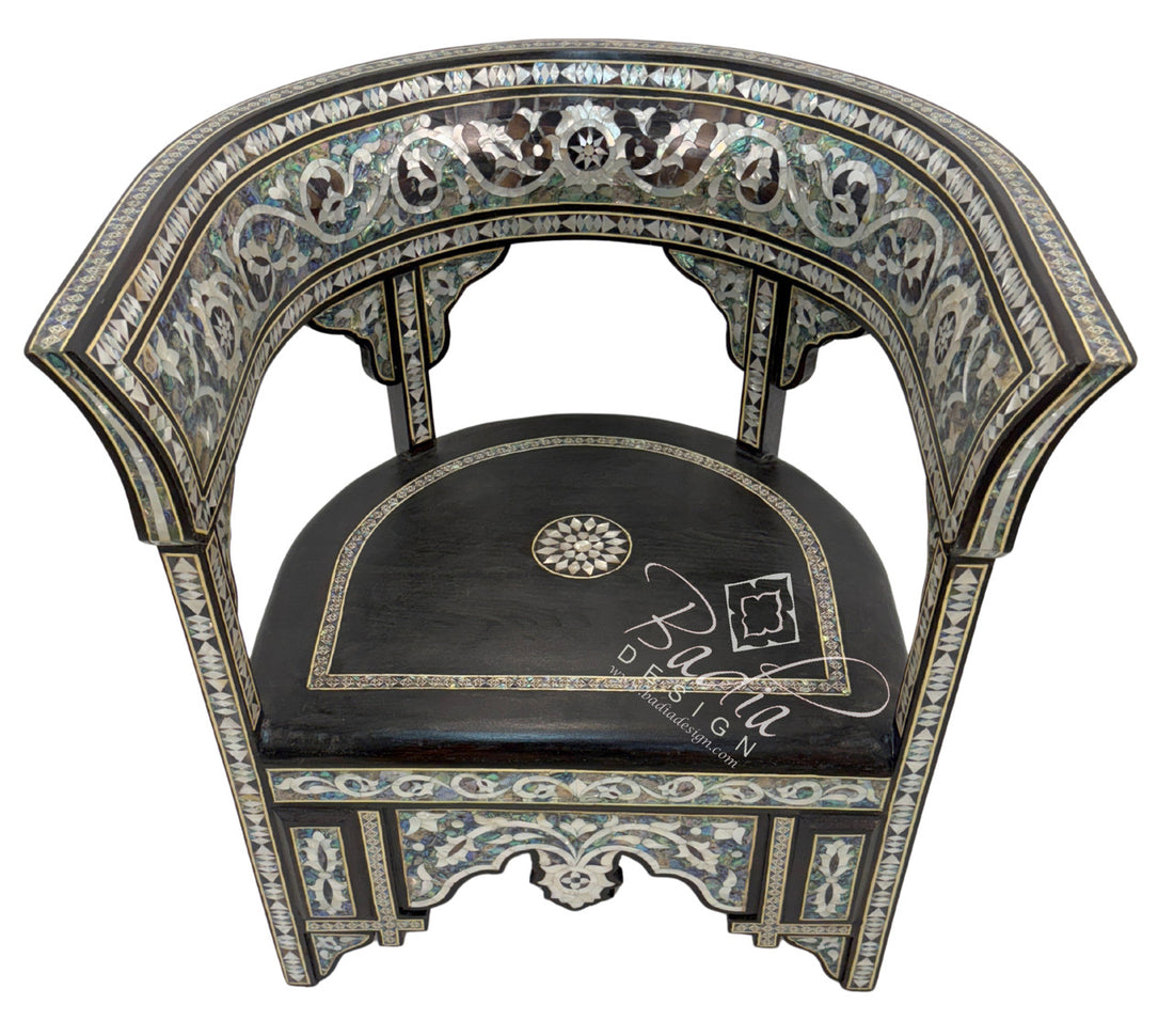 Intricate White Mother of Pearl Inlay Chair