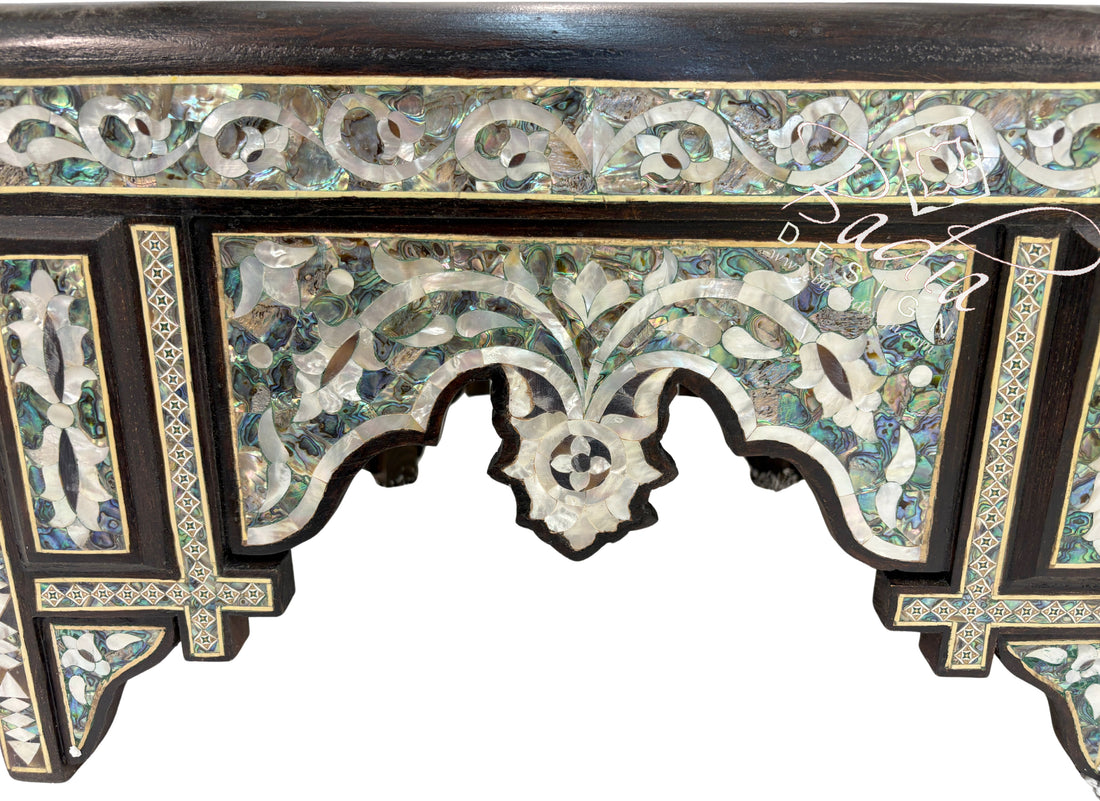 Intricately Designed White Mother of Pearl Inlay Chair