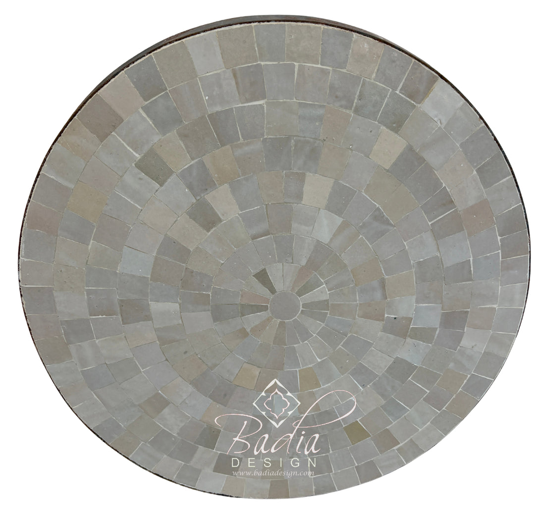 24" Round Beige Multi-Shade Tile Table Top