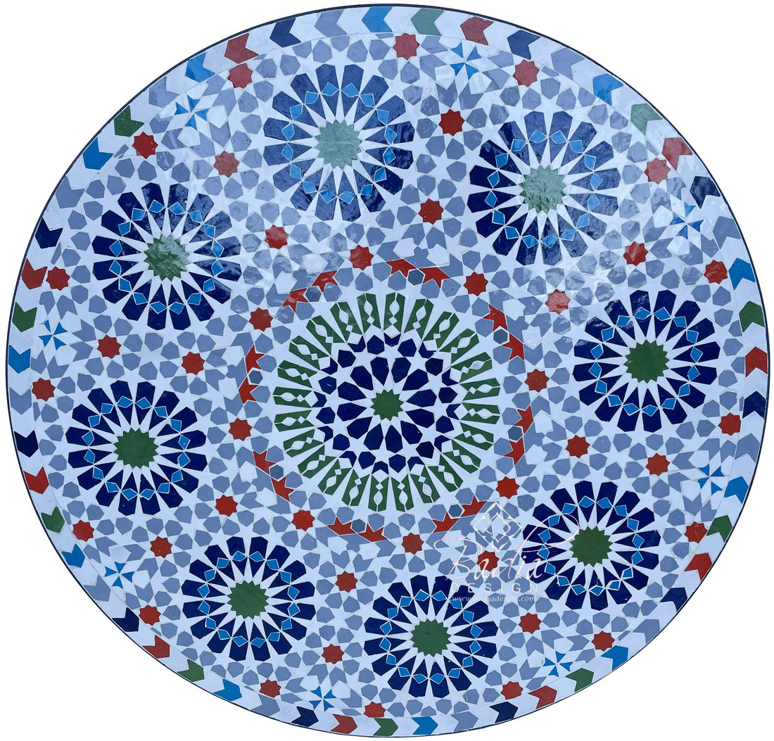 36" Intricately Designed and Vivid Color Ceramic Tile Table Top