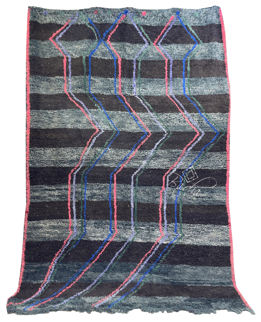 Black-Gray Multi-Color Moroccan Berber Rug