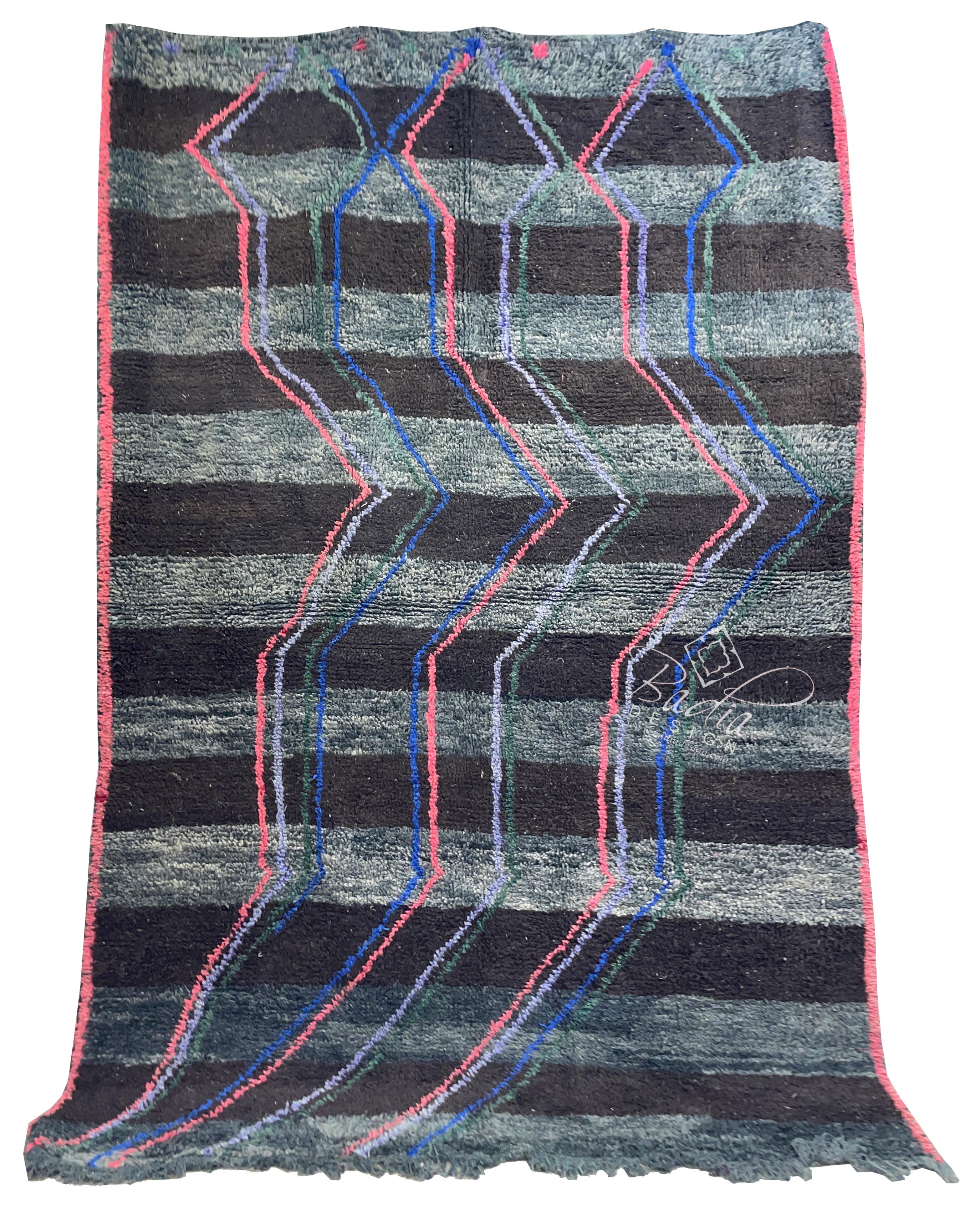 Black-Gray Multi-Color Moroccan Berber Rug