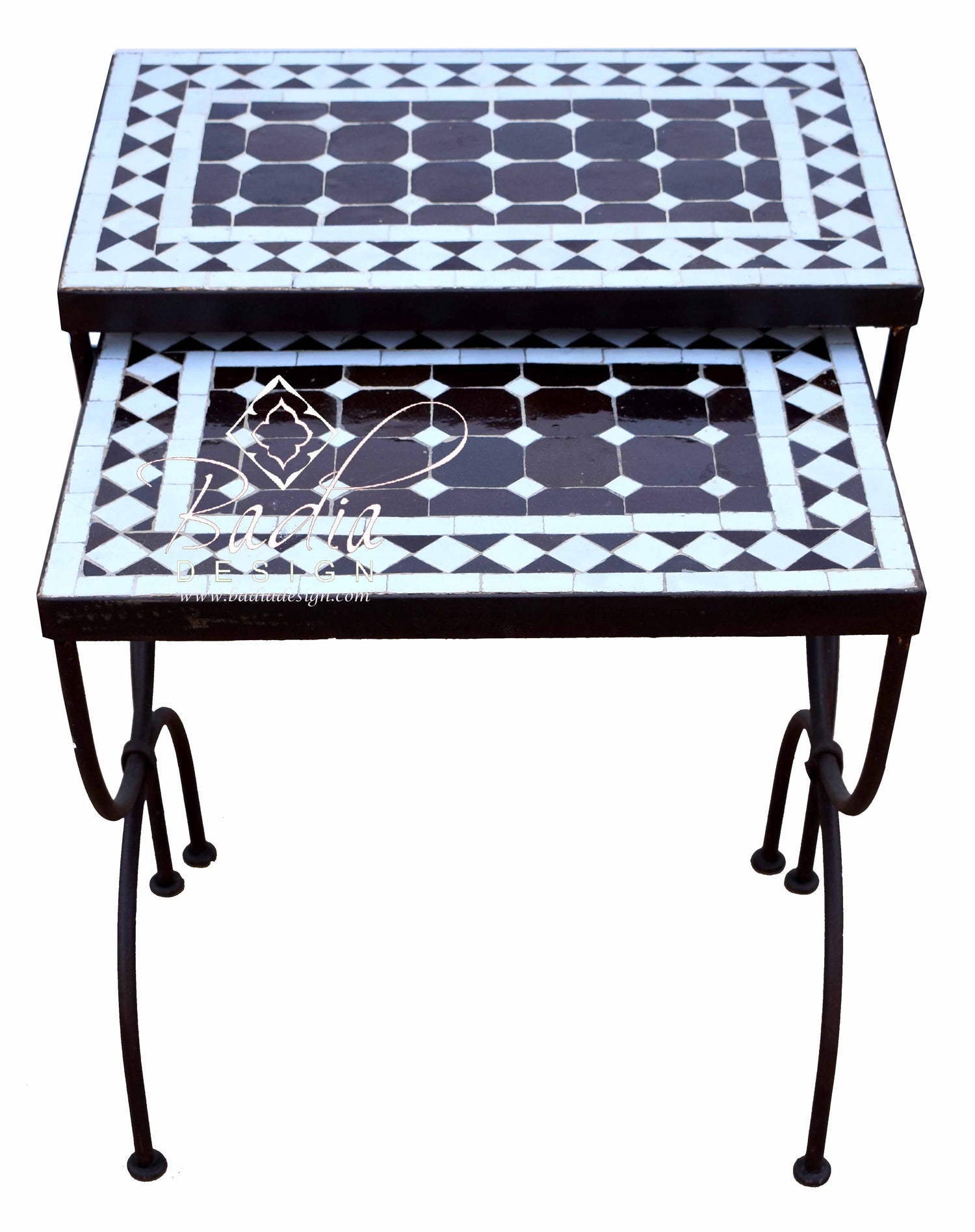 Black and White Nesting Tile Tables